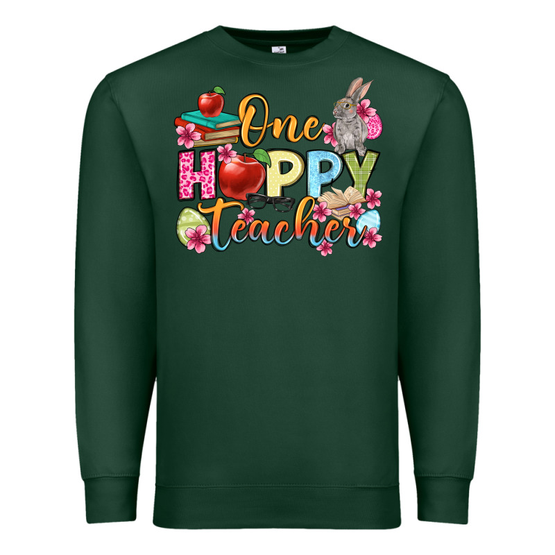 Easter Day One Hoppy Teacher Premium Sweatshirt by OliviaCreatesArt | Teevron