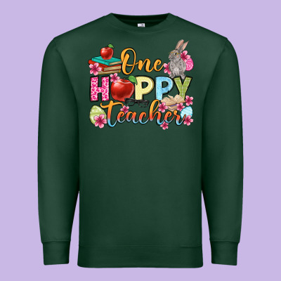 Easter Day One Hoppy Teacher Premium Sweatshirt Designed By Oliviacreatesart
