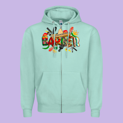 Cinco De Mayo Barber Zipper Hoodie Designed By Cowgirlartshop