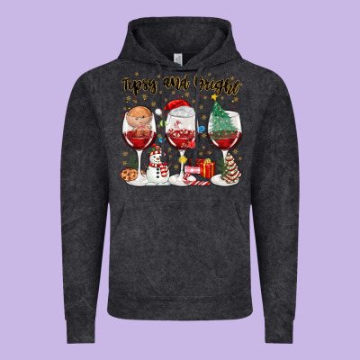Tipsy And Bright Christmas Vintage Hoodie Designed By Maliassmallbusiness
