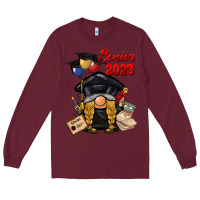 Burgundy senior 2023 gnome Long Sleeve Tee - BarkalooDesign