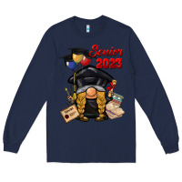 Navy senior 2023 gnome Long Sleeve Tee - BarkalooDesign