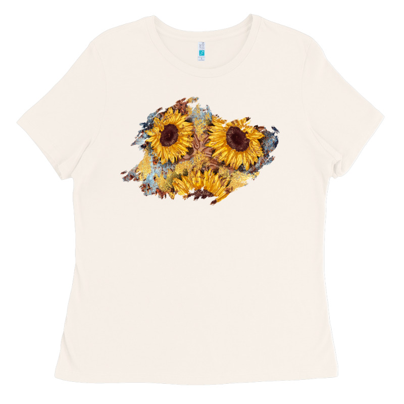 Sunflower Glitter Leather Patch Ladies Tee by AdoDesignShop | Teevron