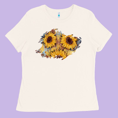 Sunflower Glitter Leather Patch Ladies Tee Designed By Adodesignshop