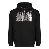 Black And White Christmas Trees With Lights Heavyweight Hoodie | Teevron