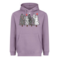 Lavender black and white christmas trees with lights Heavyweight Hoodie - FaDigitalArtStudio