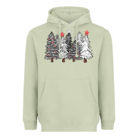Matcha black and white christmas trees with lights Heavyweight Hoodie - FaDigitalArtStudio