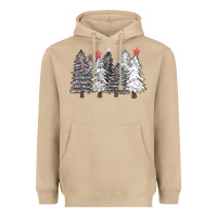 Mushroom black and white christmas trees with lights Heavyweight Hoodie - FaDigitalArtStudio