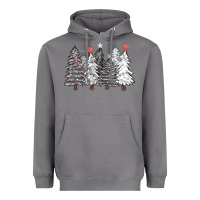 Storm black and white christmas trees with lights Heavyweight Hoodie - FaDigitalArtStudio