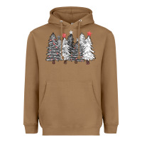 Toasted Coconut black and white christmas trees with lights Heavyweight Hoodie - FaDigitalArtStudio