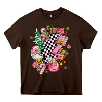 Chocolate Brown pink christmas lightning bolt Heavy Core Tee - AdoDesignShop