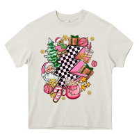 Cream pink christmas lightning bolt Heavy Core Tee - AdoDesignShop