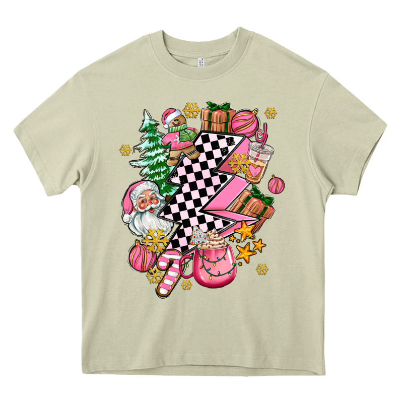 Pink Christmas Lightning Bolt Heavy Core Tee by AdoDesignShop | Teevron