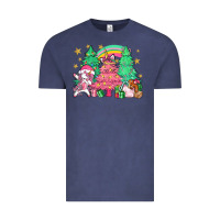 Vintage Denim Unicorn Christmas trees Vintage Tee - NancyCooperArtShop
