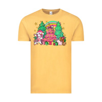 Vintage Mustard Unicorn Christmas trees Vintage Tee - NancyCooperArtShop