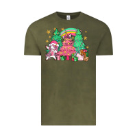 Vintage Olive Unicorn Christmas trees Vintage Tee - NancyCooperArtShop
