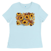 Baby Blue sunflower glitter leather background Ladies Tee - AdoDesignShop