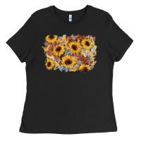 Black sunflower glitter leather background Ladies Tee - AdoDesignShop