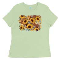 Matcha sunflower glitter leather background Ladies Tee - AdoDesignShop