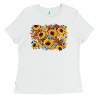 White sunflower glitter leather background Ladies Tee - AdoDesignShop