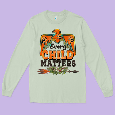 Every Child Matters Thunderbird Long Sleeve Tee Designed By Barkaloodesign