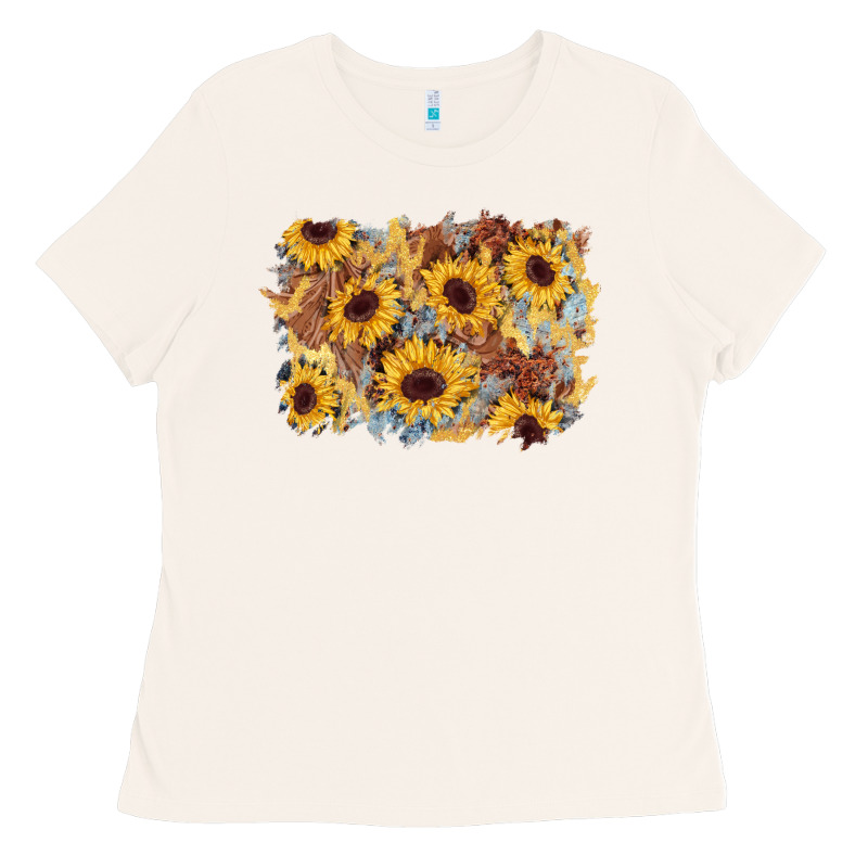 Sunflower Glitter Leather Background Ladies Tee by AdoDesignShop | Teevron