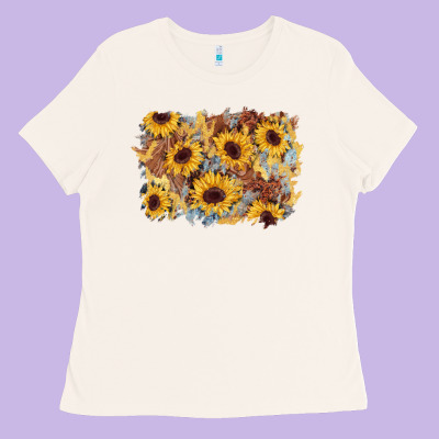 Sunflower Glitter Leather Background Ladies Tee Designed By Adodesignshop