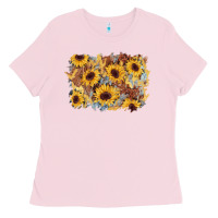 Bubblegum Pink sunflower glitter leather background Ladies Tee - AdoDesignShop