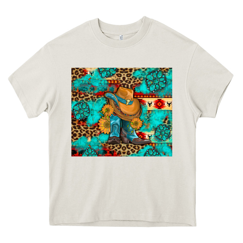 Cowboy Boots With Turquoise And Aztec Heavy Core Tee by Artiststas | Teevron