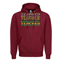Burgundy teacher mardi gras Zipper Hoodie - CowGirlArtShop