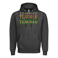 Charcoal Heather teacher mardi gras Zipper Hoodie - CowGirlArtShop