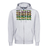 Heather Grey teacher mardi gras Zipper Hoodie - CowGirlArtShop