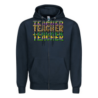 Navy teacher mardi gras Zipper Hoodie - CowGirlArtShop