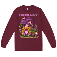 Burgundy fresh lilac gnome Long Sleeve Tee - BarkalooDesign