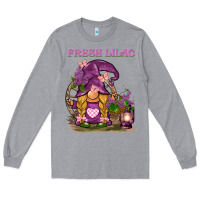 Heather Grey fresh lilac gnome Long Sleeve Tee - BarkalooDesign