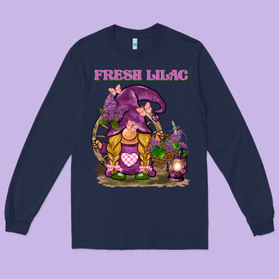 Fresh Lilac Gnome Long Sleeve Tee Designed By Barkaloodesign