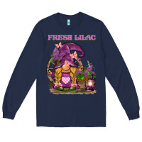 Navy fresh lilac gnome Long Sleeve Tee - BarkalooDesign