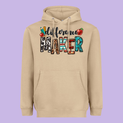 Difference Maker Teacher Heavyweight Hoodie Designed By Oliviacreatesart