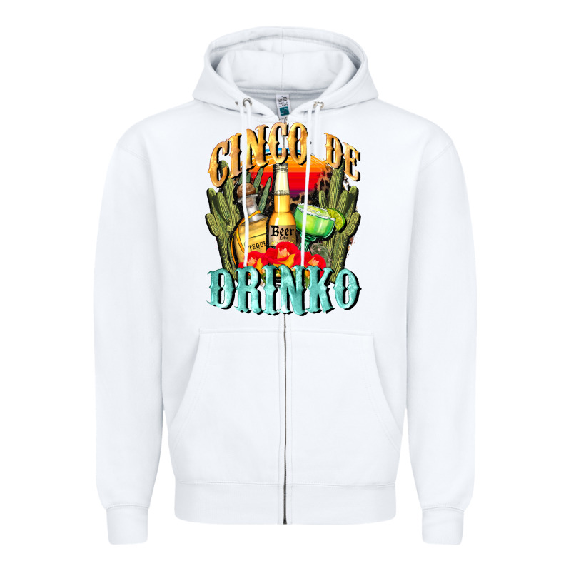 Cinco De Drinko Cinco De Mayo Zipper Hoodie by CowGirlArtShop | Teevron