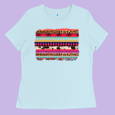 Aztec Western Leopard Cowhide Background Ladies Tee Designed By Adodesignshop