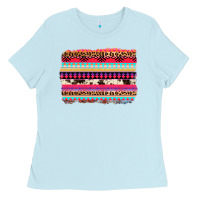 Baby Blue aztec western leopard cowhide background Ladies Tee - AdoDesignShop