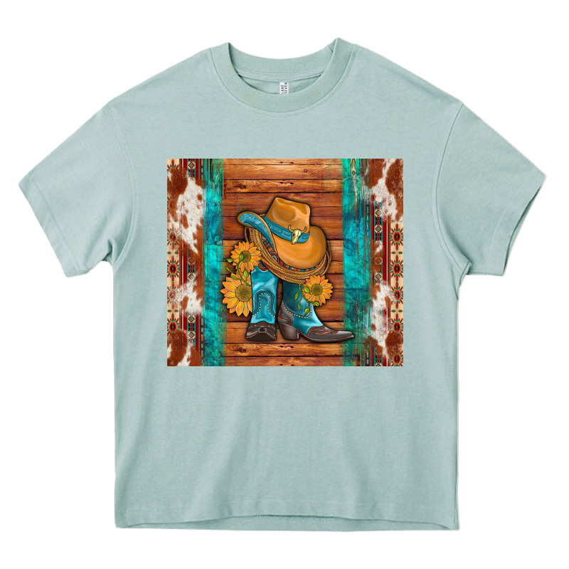 Cowboy Boots Turquoise Aztec Cowhide Heavy Core Tee by Artiststas | Teevron