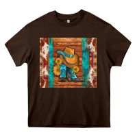 Chocolate Brown cowboy boots turquoise aztec cowhide Heavy Core Tee - Artiststas