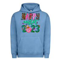 Pigment Pebble Blue Happy Easter Urban Hoodie - CowhideDigitalArt