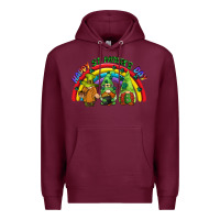 Burgundy Happy St. Patrick's Day rainbow gnomes Premium Hoodie - CowGirlArtShop