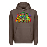 Coffee Happy St. Patrick's Day rainbow gnomes Premium Hoodie - CowGirlArtShop