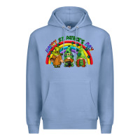 Colony Blue Happy St. Patrick's Day rainbow gnomes Premium Hoodie - CowGirlArtShop