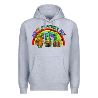 Heather Grey Happy St. Patrick's Day rainbow gnomes Premium Hoodie - CowGirlArtShop