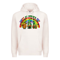 Pale Pink Happy St. Patrick's Day rainbow gnomes Premium Hoodie - CowGirlArtShop