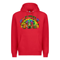 Red Happy St. Patrick's Day rainbow gnomes Premium Hoodie - CowGirlArtShop